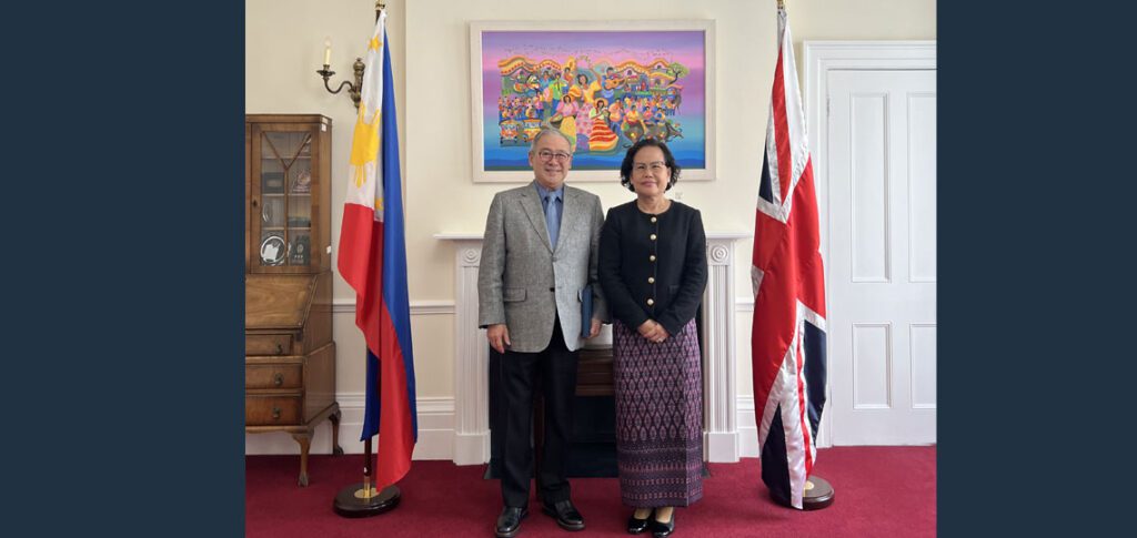 Her Excellency Ambassador Tuot Panha paid a courtesy visit to His Excellency Teodoro Lopez Locsin Jr., Ambassador of the Republic of the Philippines to the United Kingdom, at the Embassy of the Philippines