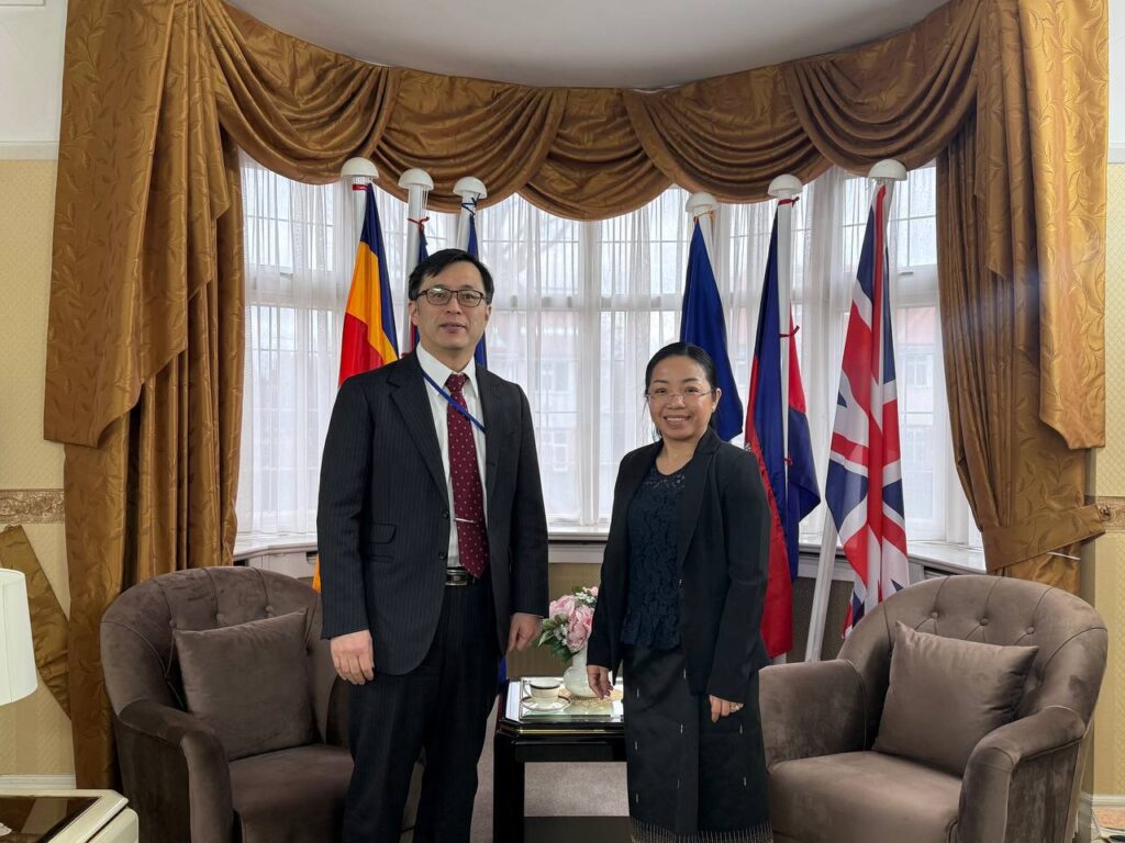 Mrs. Meach Sopheavy, Counsellor of the Royal Embassy of Cambodia, received a courtesy call from Mr. Ikegami Masaki, Minister of the Embassy of Japan in the UK, at the Royal Embassy of Cambodia.