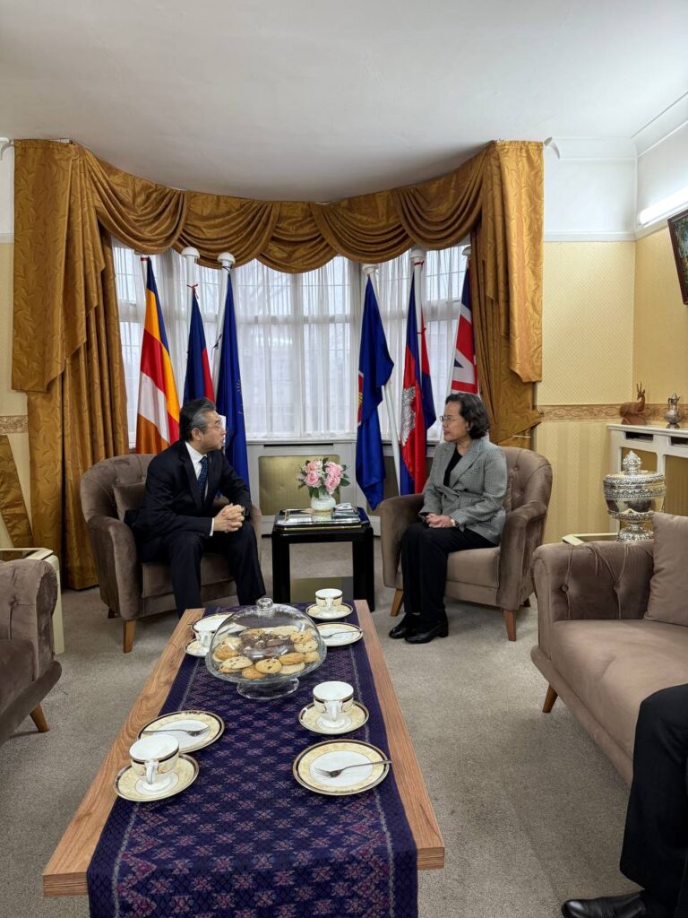 Ambassador TUOT Panha received a courtesy call from His Excellency SUZUKI Hiroshi, Ambassador of Japan to the United Kingdom, at the Royal Embassy of Cambodia in London